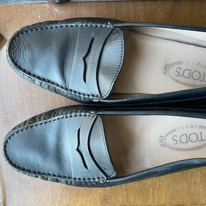 41 Tod's Gommino penny loafer calf  leather Black driving shoes women